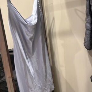 Silvery blue slip silk dress handmade by boutique